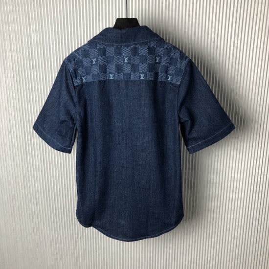 Louis Vuitton Printed Short-Sleeved Denim Shirt 1AFVQL Louis Vuitton Printed Short-Sleeved Denim Shirt 1AFVQL