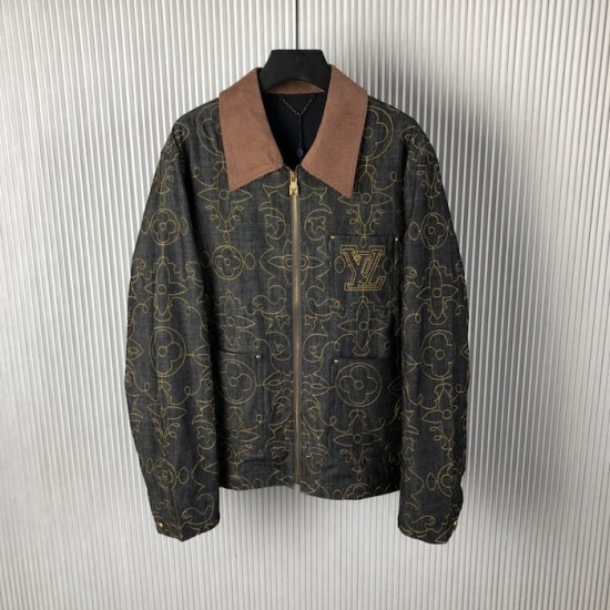 Louis Vuitton Embroidered Denim Workwear Jacket 1AFWXO Louis Vuitton Embroidered Denim Workwear Jacket 1AFWXO