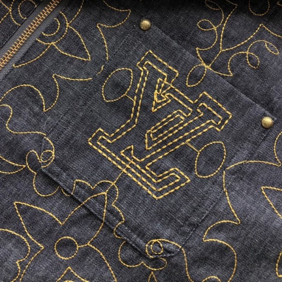 Louis Vuitton Embroidered Denim Workwear Jacket 1AFWXO Louis Vuitton Embroidered Denim Workwear Jacket 1AFWXO