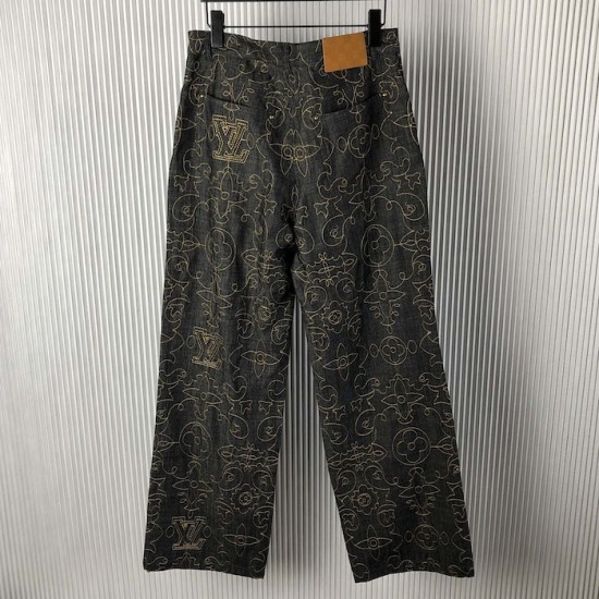 Louis Vuitton Embroidered Denim Pants 1AFX90 Louis Vuitton Embroidered Denim Pants 1AFX90
