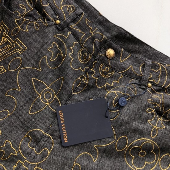 Louis Vuitton Embroidered Denim Pants 1AFX90 Louis Vuitton Embroidered Denim Pants 1AFX90