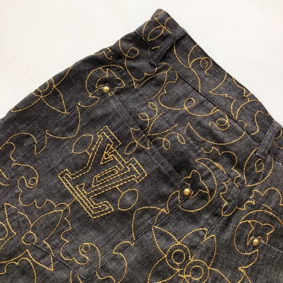 Louis Vuitton Embroidered Denim Pants 1AFX90 Louis Vuitton Embroidered Denim Pants 1AFX90