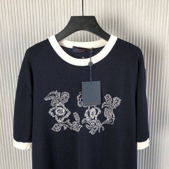 Louis Vuitton Graphic Intarsia Short-Sleeved Cotton Crewneck 1AFXR7 Louis Vuitton Graphic Intarsia Short-Sleeved Cotton Crewneck 1AFXR7