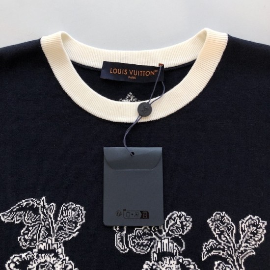 Louis Vuitton Graphic Intarsia Short-Sleeved Cotton Crewneck 1AFXR7 Louis Vuitton Graphic Intarsia Short-Sleeved Cotton Crewneck 1AFXR7