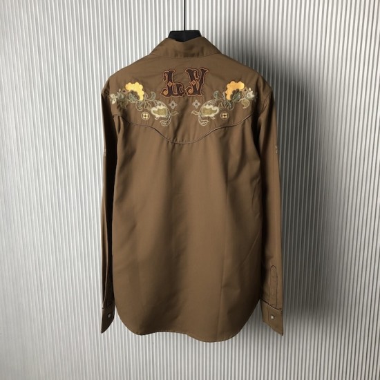 Louis Vuitton Embroidered Long-Sleeved Wool Shirt 1AFXT4 Louis Vuitton Embroidered Long-Sleeved Wool Shirt 1AFXT4
