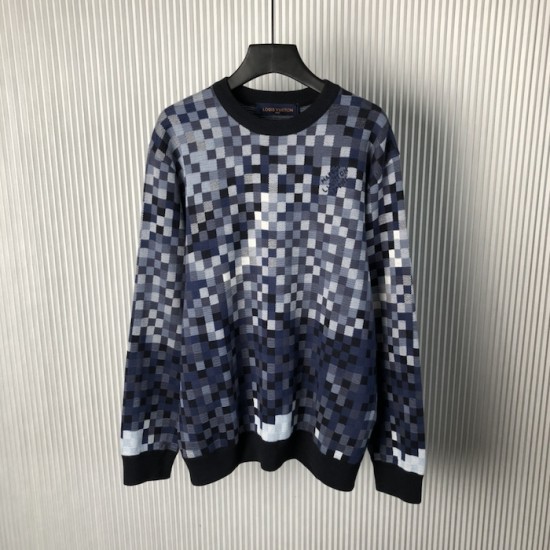 Louis Vuitton LV Lovers Damoflage Jacquard Pullover 1AGHTO Louis Vuitton LV Lovers Damoflage Jacquard Pullover 1AGHTO