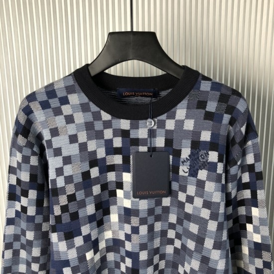 Louis Vuitton LV Lovers Damoflage Jacquard Pullover 1AGHTO Louis Vuitton LV Lovers Damoflage Jacquard Pullover 1AGHTO