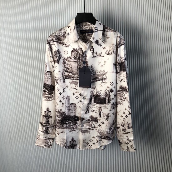Louis Vuitton Long-Sleeved Silk Shirt 1AGJN5 Louis Vuitton Long-Sleeved Silk Shirt 1AGJN5