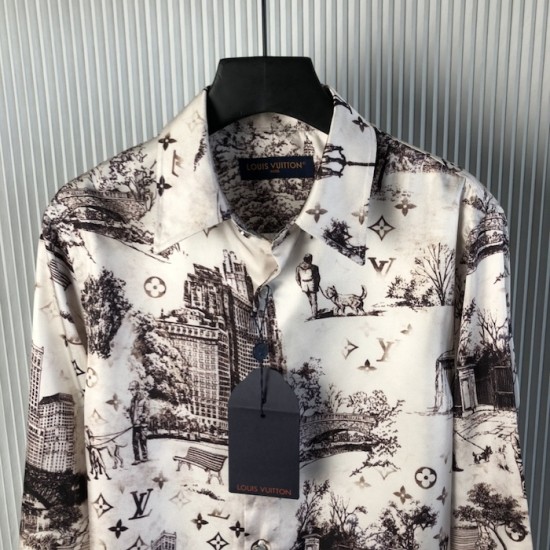 Louis Vuitton Long-Sleeved Silk Shirt 1AGJN5 Louis Vuitton Long-Sleeved Silk Shirt 1AGJN5