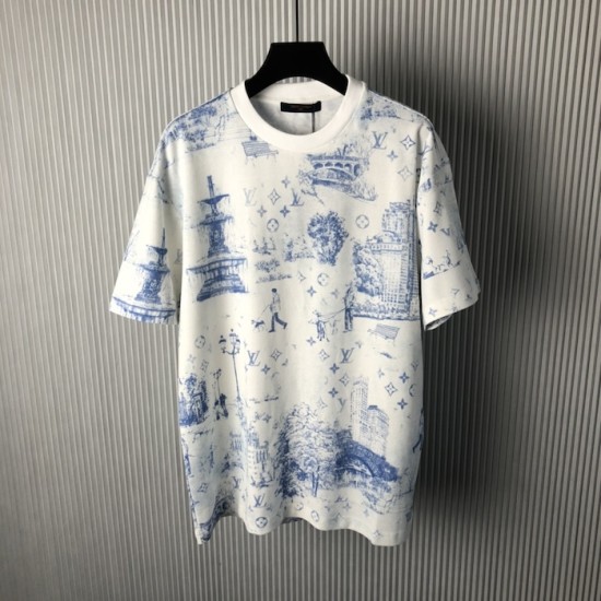 Louis Vuitton Printed Cotton Pique T-Shirt 1AGJYZ Louis Vuitton Printed Cotton Pique T-Shirt 1AGJYZ