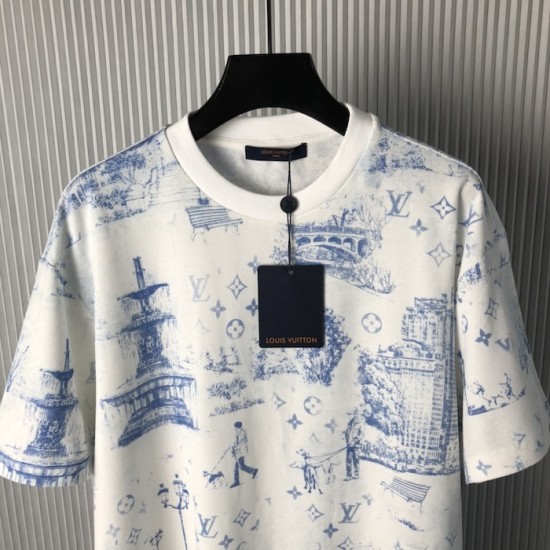 Louis Vuitton Printed Cotton Pique T-Shirt 1AGJYZ Louis Vuitton Printed Cotton Pique T-Shirt 1AGJYZ