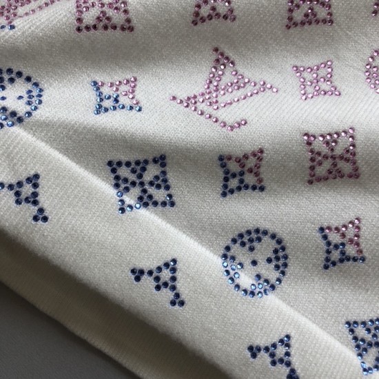 Louis Vuitton Monogram Gradient Embellished Short-Sleeved Crewneck White Louis Vuitton Monogram Gradient Embellished Short-Sleeved Crewneck White