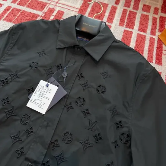 Luxury Floral Monogram Short Shirt - Premium Replica Design Replica LV-Inspired Monogram Flowers Short Shirt - Floral Embroidered Summer Top