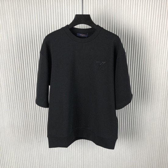 Replica LV Embellished T-Shirt - High-Quality Jersey Fabric Replica LV Embellished Jersey T-Shirt Front View - Luxury Designer Inspired Top