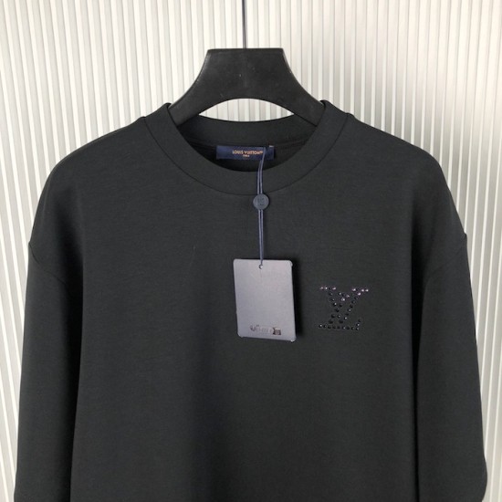 Replica LV Embellished T-Shirt - High-Quality Jersey Fabric Replica LV Embellished Jersey T-Shirt Front View - Luxury Designer Inspired Top