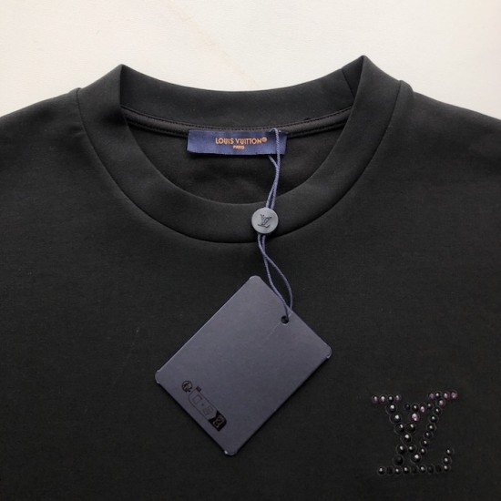 Replica LV Embellished T-Shirt - High-Quality Jersey Fabric Replica LV Embellished Jersey T-Shirt Front View - Luxury Designer Inspired Top