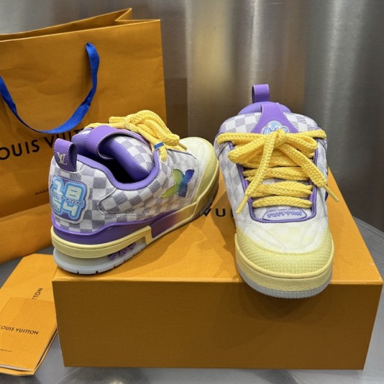 Replica LV Skate Sneaker - high quality 1:1 AAA Replica Louis Vuitton LV Skate Sneaker in Purple and monogram canvas - front view