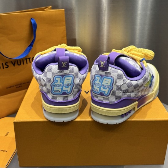 Replica LV Skate Sneaker - high quality 1:1 AAA Replica Louis Vuitton LV Skate Sneaker in Purple and monogram canvas - front view