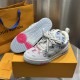 Replica LV Skate Sneaker - high quality 1:1 AAA Replica Louis Vuitton LV Skate Sneaker in grey and monogram canvas - front view