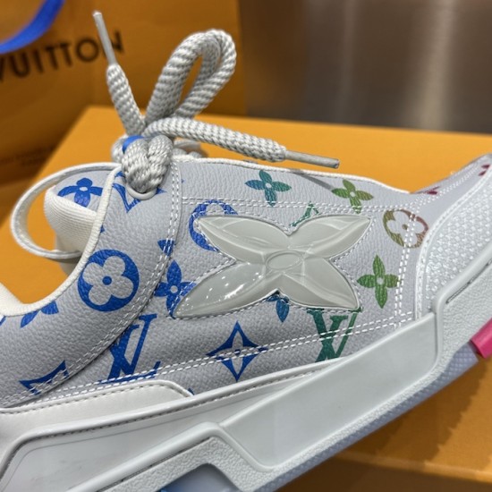 Replica LV Skate Sneaker - high quality 1:1 AAA Replica Louis Vuitton LV Skate Sneaker in grey and monogram canvas - front view