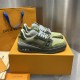 Replica LV Trainer Sneaker - high quality 1:1 AAA Replica Louis Vuitton LV Trainer Sneaker in green - front view