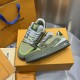 Replica LV Trainer Sneaker - high quality 1:1 AAA Replica Louis Vuitton LV Trainer Sneaker in green - front view
