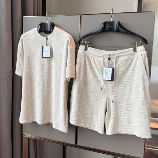 Replica Louis Vuitton Damier French Terry T-Shirt - Top Quality Replica Louis Vuitton Damier French Terry T-Shirt | beige cotton t-shirt