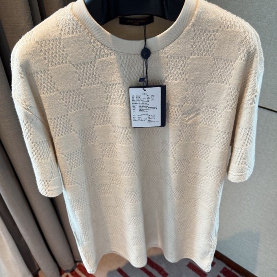 Replica Louis Vuitton Damier French Terry T-Shirt - Top Quality Replica Louis Vuitton Damier French Terry T-Shirt | beige cotton t-shirt