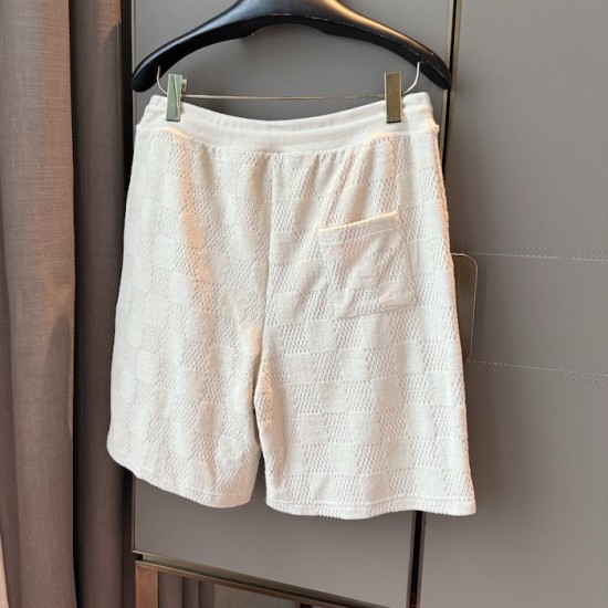Replica Louis Vuitton Damier French Terry Shorts - Top Quality Replica Louis Vuitton Damier French Terry Shorts| beige cotton shorts