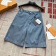 Replica Louis Vuitton Embroidered Chambray Shorts - High quality Replica Louis Vuitton Embroidered Chambray Shorts - 2025 luxury summer collection