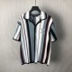 Replica Louis Vuitton Striped Crochet Summer Shirt - Designer Style Replica Louis Vuitton Striped Crochet Short-Sleeved Shirt - Front and Back View