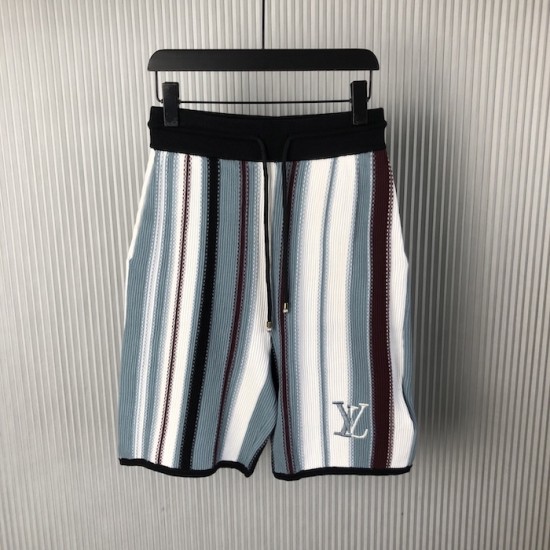 Replica Louis Vuitton Striped Crochet Shorts - Designer Style Replica Louis Vuitton Striped Crochet Shorts - Front and Back View