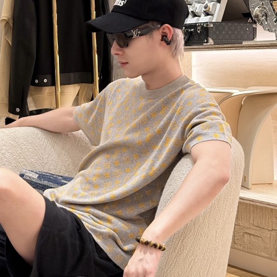 Replica LV Monogram Crewneck tee Louis Vuitton Inspired Monogram Pattern Crewneck T-shirt