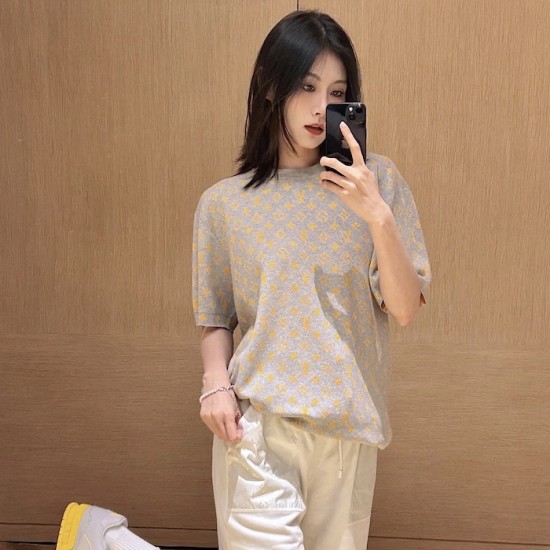 Replica LV Monogram Crewneck tee Louis Vuitton Inspired Monogram Pattern Crewneck T-shirt