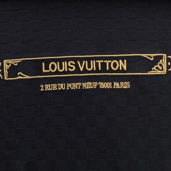 Luxury Louis Vuitton Replica Crewneck T-Shirt – Classic Damier Pattern Replica Louis Vuitton Embellished Damier Pique T-Shirt with Signature Damier Design