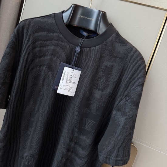 Replica Louis Vuitton Jersey Jacquard T-Shirt - Top Quality Replica Louis Vuitton Jersey Jacquard T-Shirt | Black color