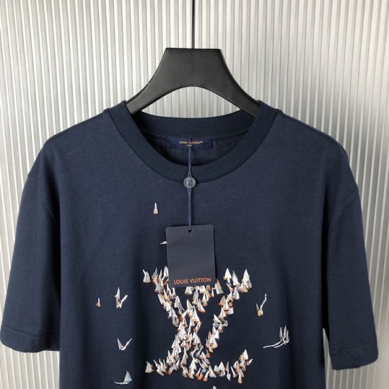 Louis Vuitton Inspired Embroidered Cotton Tee – Premium Replica Replica Louis Vuitton Embroidered Cotton T-Shirt – Luxury Design Dupe