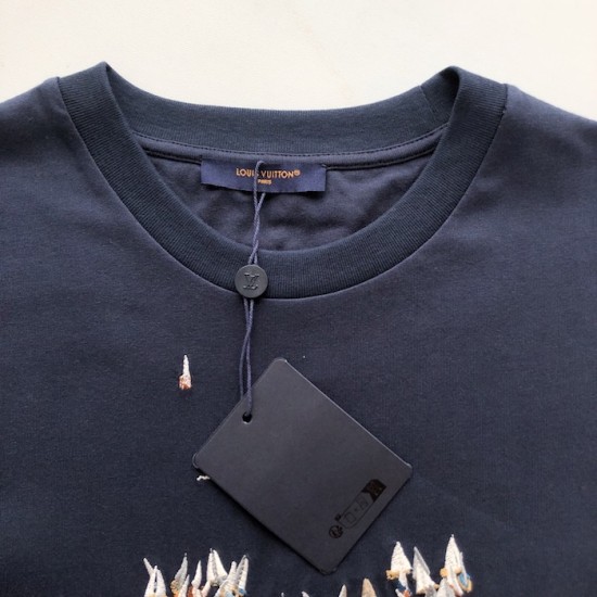 Louis Vuitton Inspired Embroidered Cotton Tee – Premium Replica Replica Louis Vuitton Embroidered Cotton T-Shirt – Luxury Design Dupe