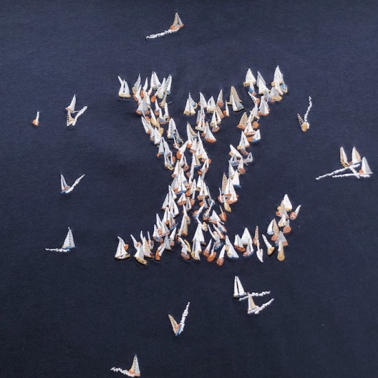 Louis Vuitton Inspired Embroidered Cotton Tee – Premium Replica Replica Louis Vuitton Embroidered Cotton T-Shirt – Luxury Design Dupe