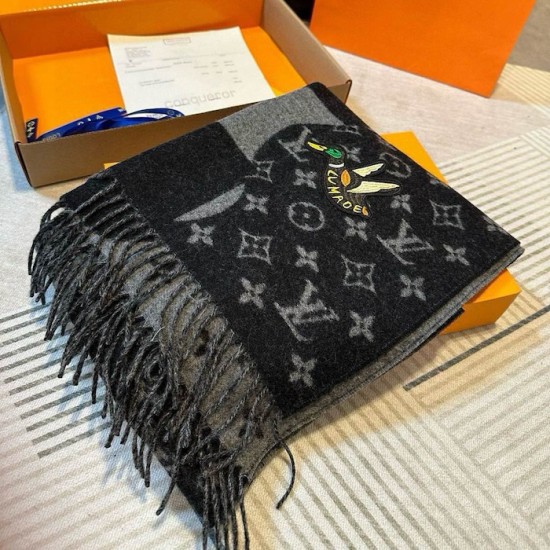 Louis Vuitton muffler NIGO collaboration Escharpe Damier giant wave monogram cashmere Louis Vuitton muffler NIGO collaboration Escharpe Damier giant wave monogram cashmere