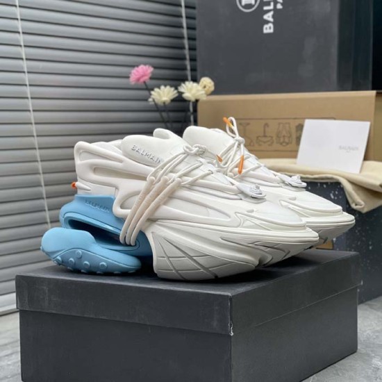 Balmain Unicorn Sneakers in Neoprene and Leather Blue Balmain Unicorn Sneakers in Neoprene and Leather Blue