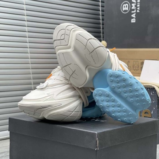 Balmain Unicorn Sneakers in Neoprene and Leather Blue Balmain Unicorn Sneakers in Neoprene and Leather Blue
