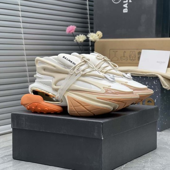 Balmain Unicorn Sneakers in Neoprene and Leather Orange Balmain Unicorn Sneakers in Neoprene and Leather Orange
