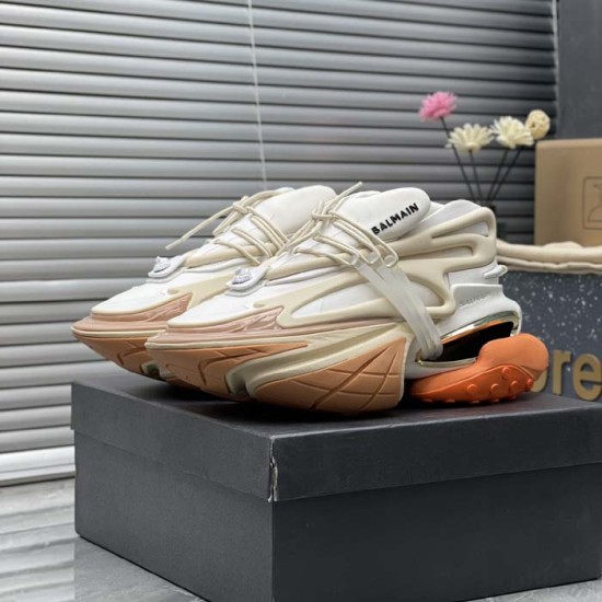 Balmain Unicorn Sneakers in Neoprene and Leather Orange Balmain Unicorn Sneakers in Neoprene and Leather Orange