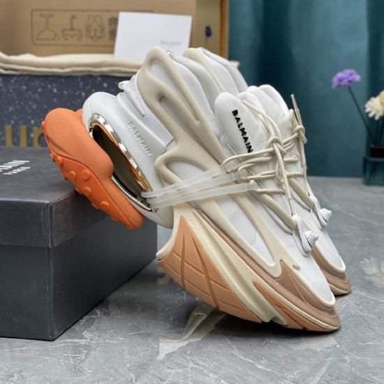 Balmain Unicorn Sneakers in Neoprene and Leather Orange Balmain Unicorn Sneakers in Neoprene and Leather Orange