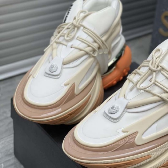 Balmain Unicorn Sneakers in Neoprene and Leather Orange Balmain Unicorn Sneakers in Neoprene and Leather Orange