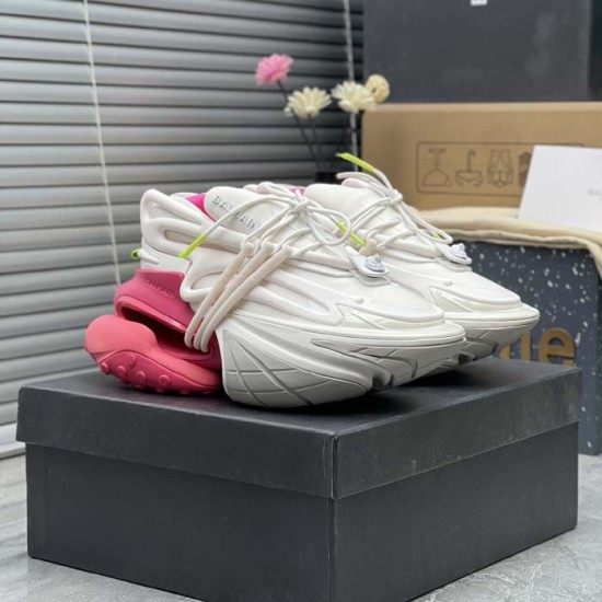 Balmain Unicorn Sneakers in Neoprene and Leather Rose Balmain Unicorn Sneakers in Neoprene and Leather Rose