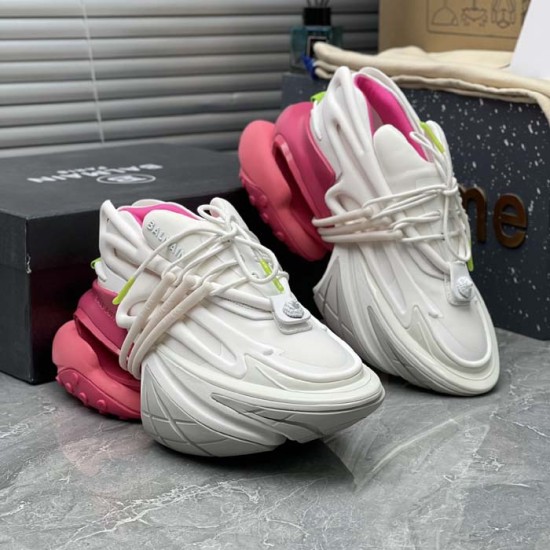 Balmain Unicorn Sneakers in Neoprene and Leather Rose Balmain Unicorn Sneakers in Neoprene and Leather Rose