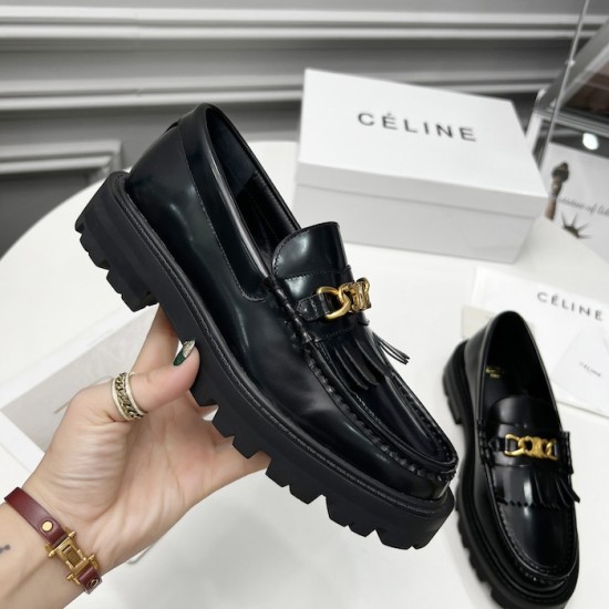 Celine Margaret Loafer with Triomphe Chain in Polished Bull Celine Margaret Loafer with Triomphe Chain in Polished Bull