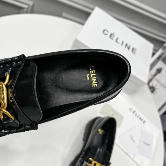 Celine Margaret Loafer with Triomphe Chain in Polished Bull Celine Margaret Loafer with Triomphe Chain in Polished Bull